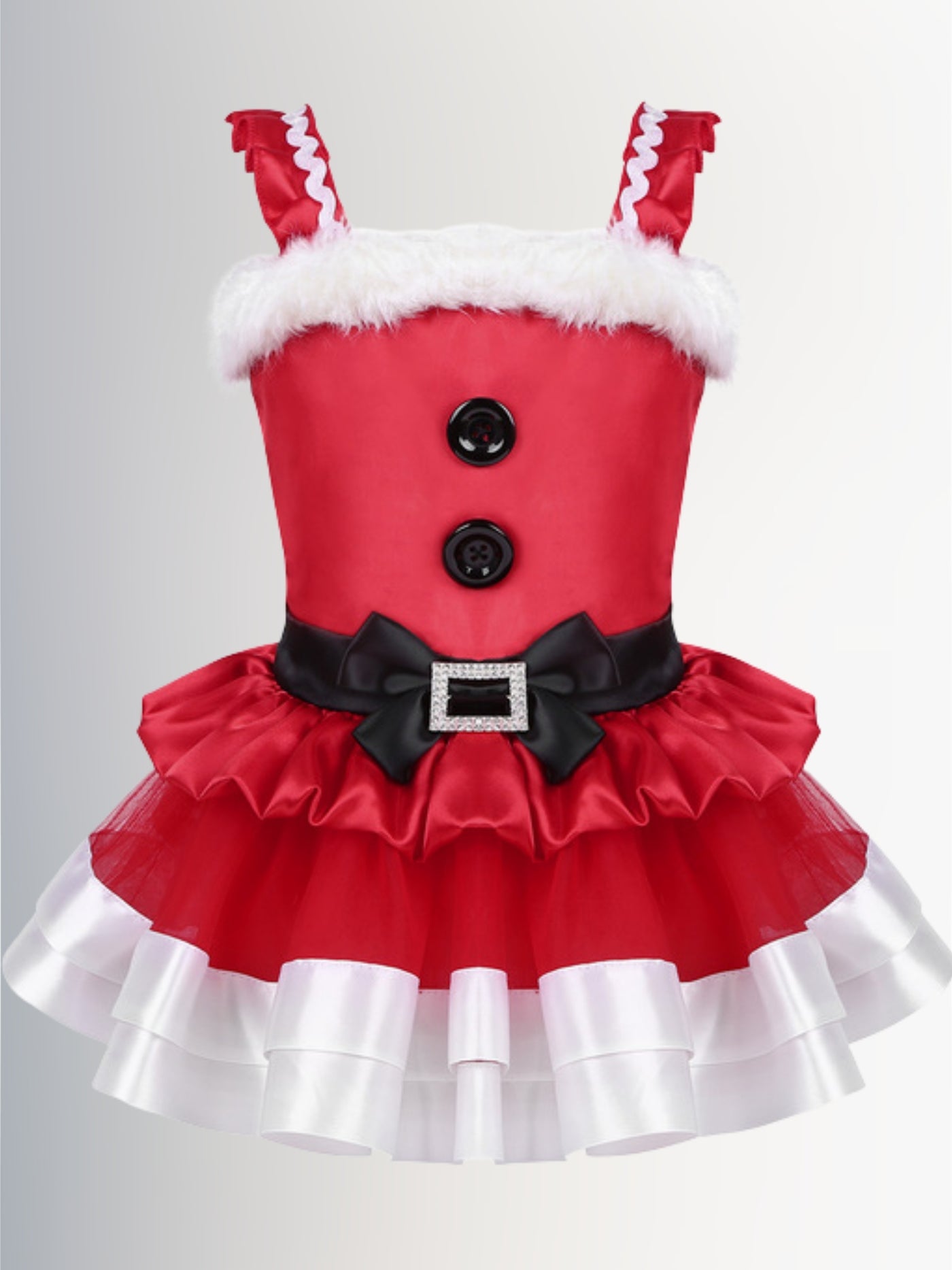 Christmas Dresses | Little Girls Santa Claus Suit Ruffle Dress