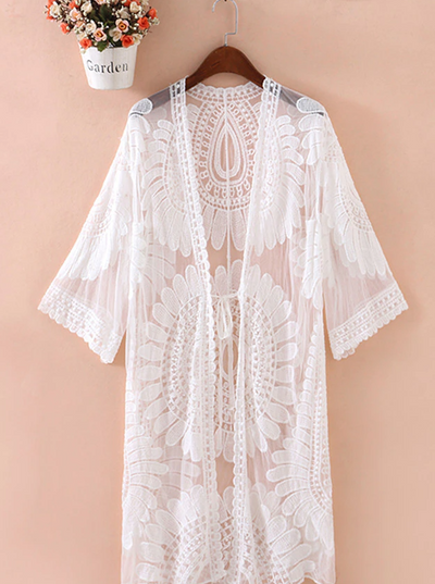 Women's Boho Flower Embroidered Swimsuit Cover Up