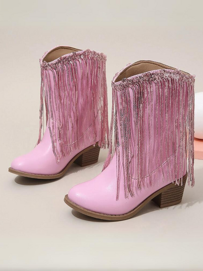 Mia Belle Girls Pink Fringe Cowboy Boots | Shoes By Liv & Mia