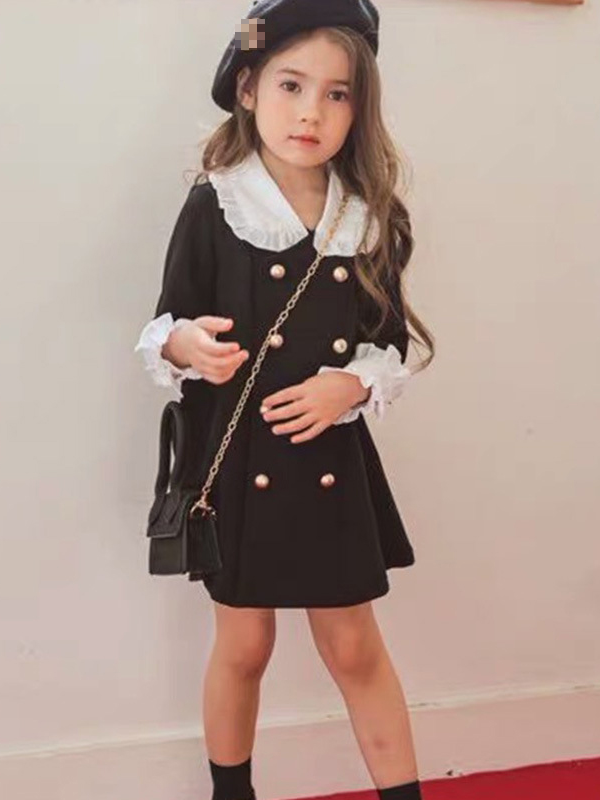 Preppy Chic Clothes | Double Button Collared Dress | Mia Belle Girls