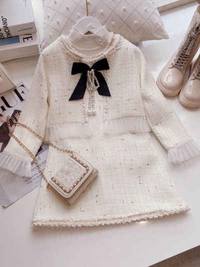 Little Miss Perfect Tweed Blazer And Dress Set