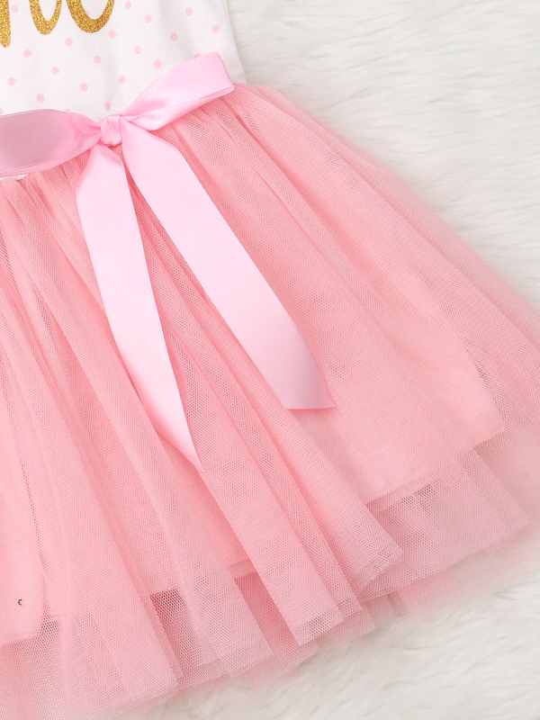 Baby Milestone "Two" Pink Polka Dots Tutu Dress