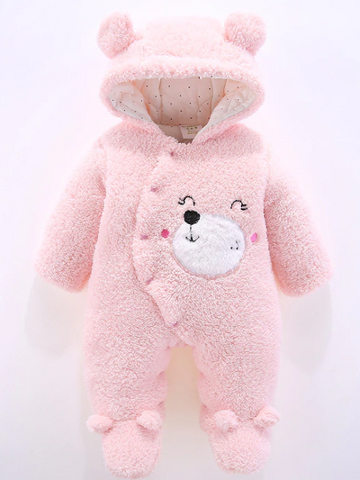 Baby Paws for Cuteness Hood and Footie Jumpsuit - Pink