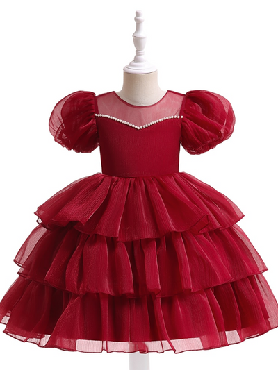 Toddler Fancy Holiday Dresses | Shimmer Chiffon Puff Princess Dress
