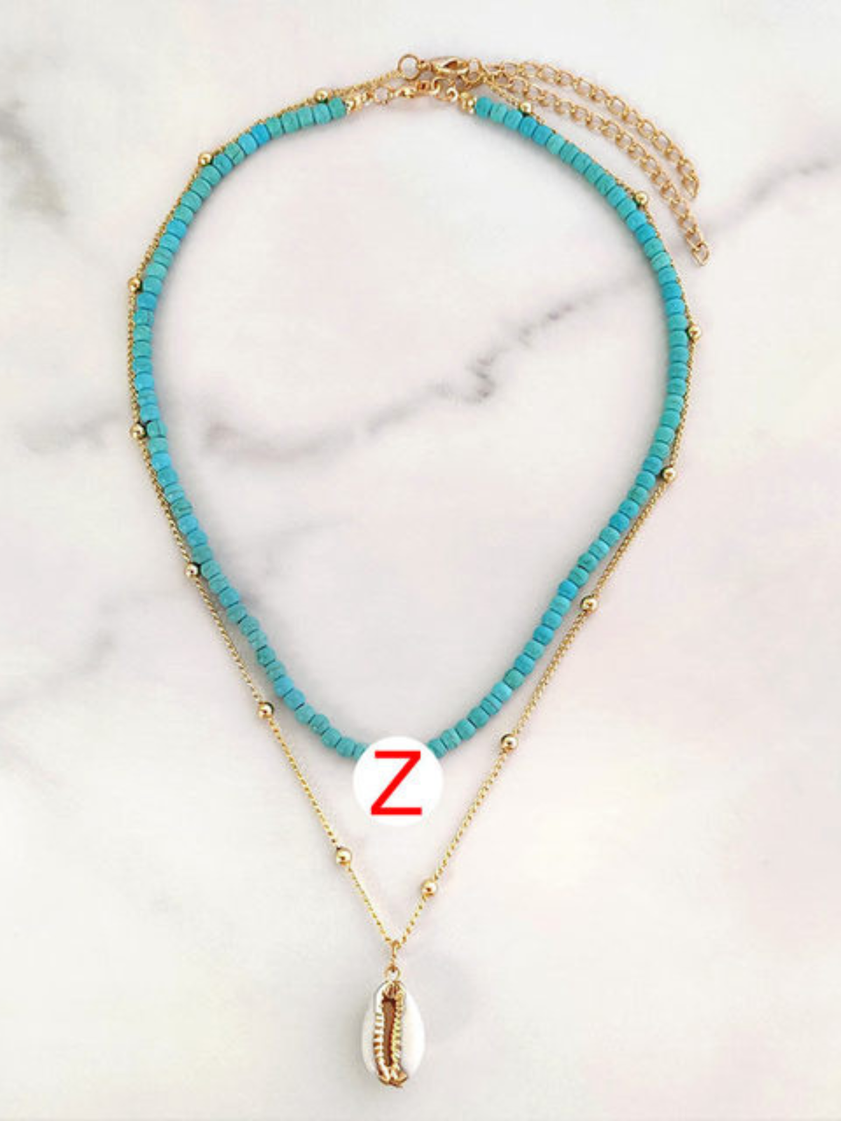 Girls Jewelry | Turquoise Beaded Initial Necklace | Mia Belle Girls