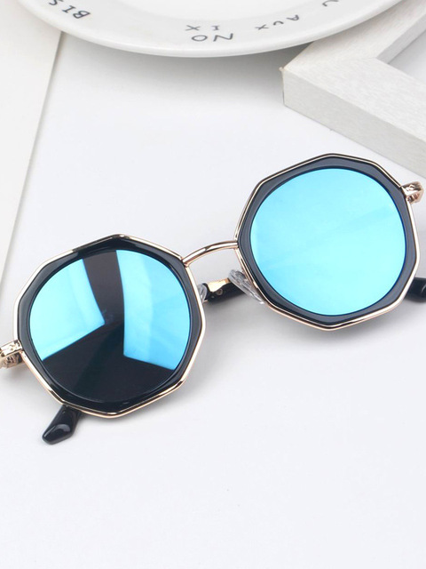 girls octagon shaped sunglasses blue