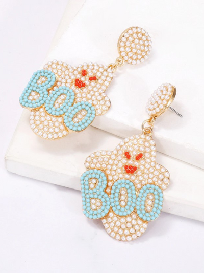 Mia Belle Girls Pearl-Embellished Ghost Earrings | Girls Accessories