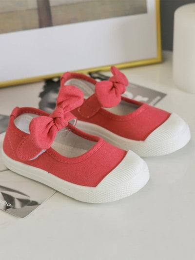 Mia Belle Girls Plain Canvas Bowknot Sneakers | Back To School Shoes