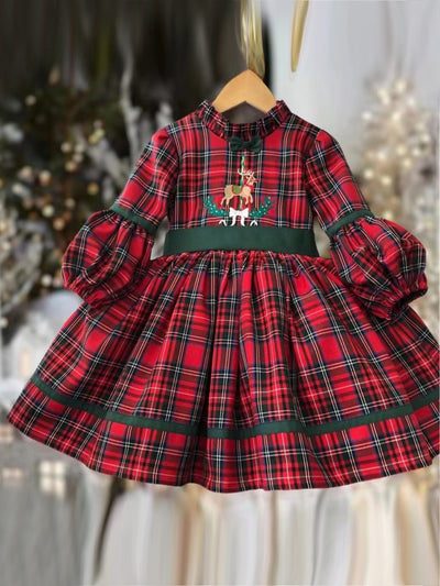 Mia Belle Girls Special Occasion Dresses | Red Plaid Holiday Dress