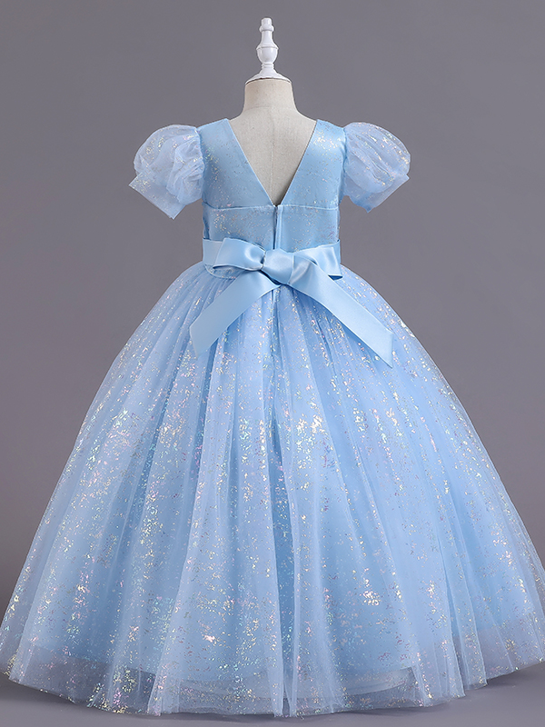 Luxury Blue Glitter Gown | Little Girls Formal Dress - Mia Belle Girls