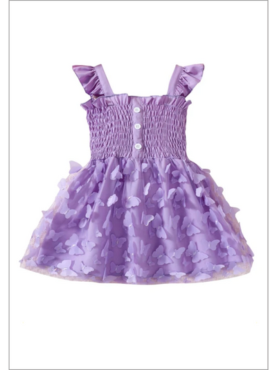 Mia Belle Girls Butterfly Appliqué Dress | Girls Spring Dresses
