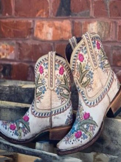 Women's Embroidered Floral Cowboys Booties By Liv and Mia - Mia Belle Girls