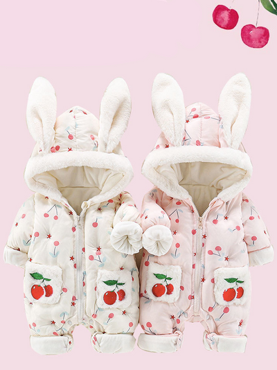 Baby Cherry Bomb Bunny Full Zip Hooded Jumpsuit
