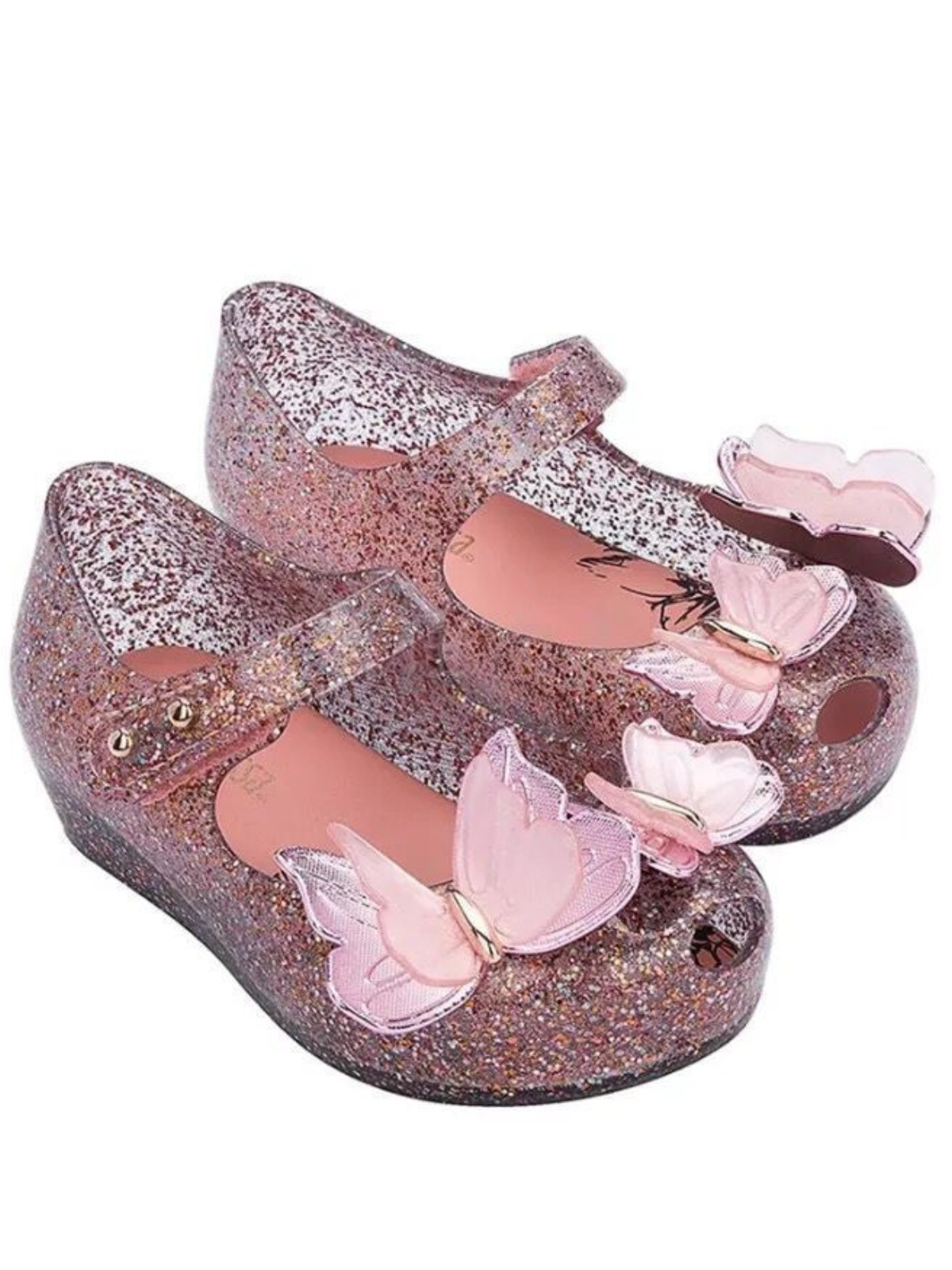 Toddler Shoes By Liv & Mia | Girls Pink Glitter Butterfly Jelly Flats