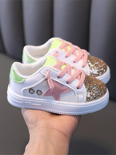 Kids Shoes By Liv & Mia | Girls Glitter Toe Star Low Top Sneakers