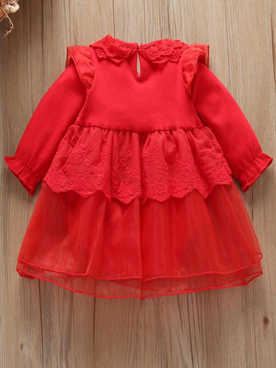 Baby Love That Lace Look Tulle Skirt Onesie Red