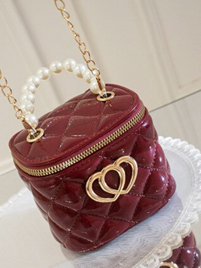 Heart Patent Bucket Handbag