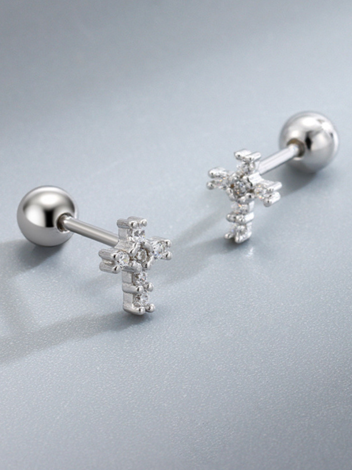 Girls Formal Accessories | Silver & Gold Jeweled Cross Earrings
