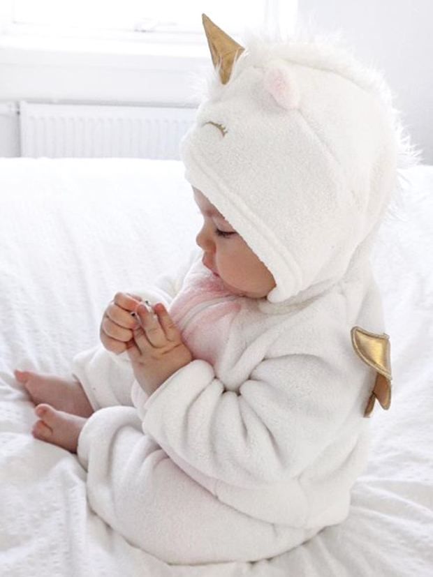 Baby Winter Unicorn Princess Hooded Long Sleeve Jumpsuit