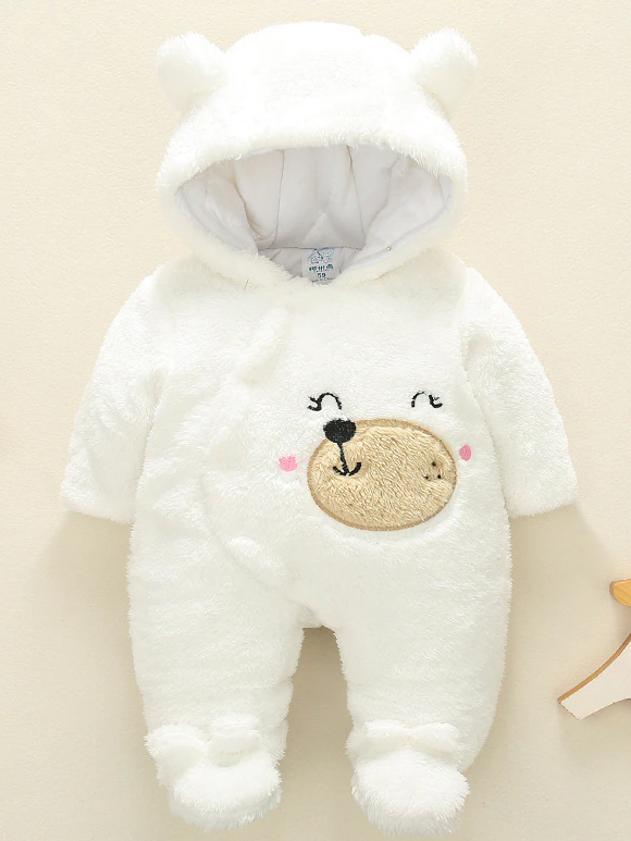 Baby Paws for Cuteness Hood and Footie Jumpsuit - White
