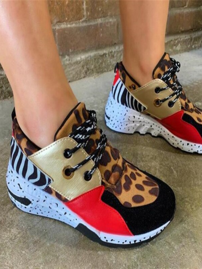 Women's A Bit of Leopard Platform Sneakers By Liv and Mia - Mia Belle Girls