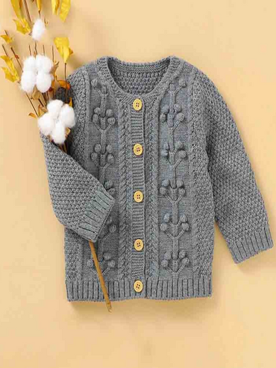 Baby Autumn Delight Button-Down Knitwear Cardigan - Grey