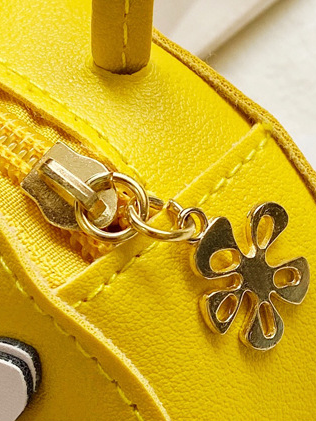 Girls Daisy Round Crossbody Handbag-yellow-zipper with flower
