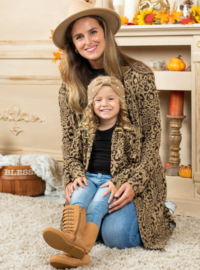 Mommy and Me Matching Sweaters |  Cute Oversized Leopard Cardigan 