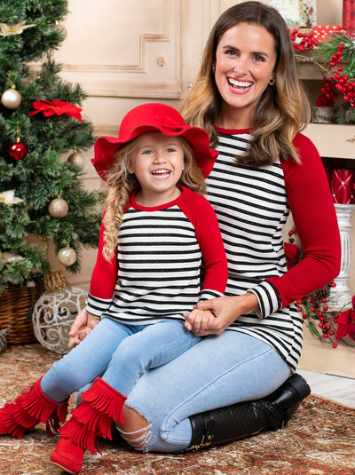 Mommy and Me Matching Tops | Striped Raglan Top |  Mia Belle Girls