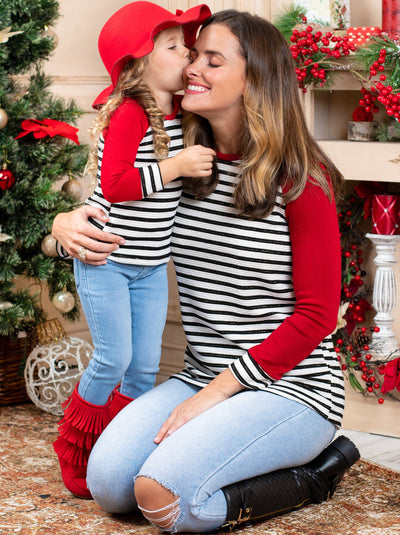Mommy and Me Matching Tops | Striped Raglan Top |  Mia Belle Girls
