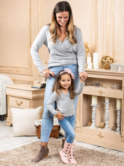 Mommy and Me Matching Tops | Long Sleeve Wrap Top | Mia Belle Girls