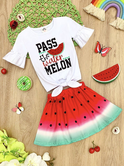 Girls Spring Outfits | Pass The Watermelon Top & Tutu Skirt Set