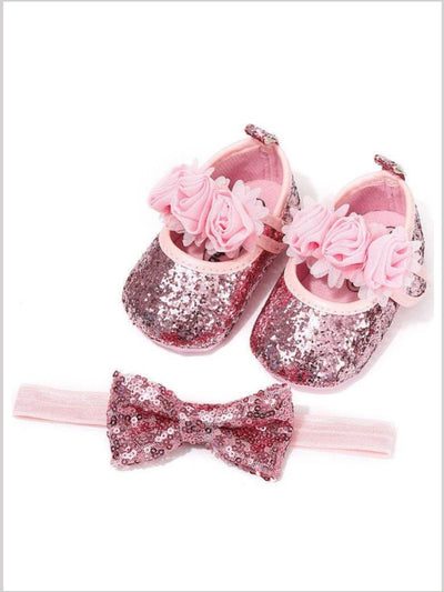 Baby Sequin Love Headband and Shoes Set