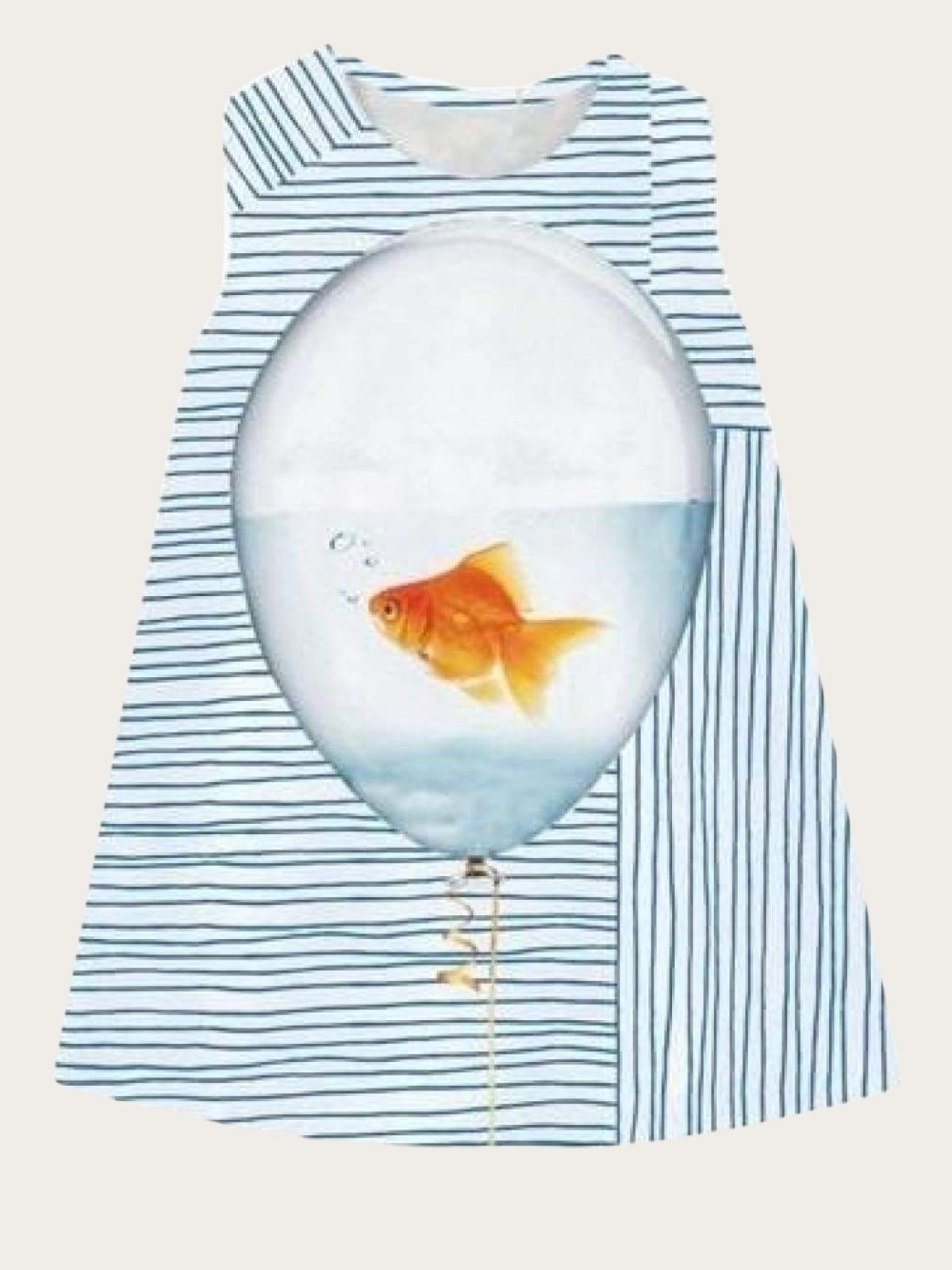 Girls Striped Printed Goldfish Dress - Blue / 3T - Girls Spring Casual Dress
