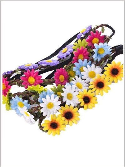 Girls Small Flower Halo Elastic Headband - RED / One - accessories