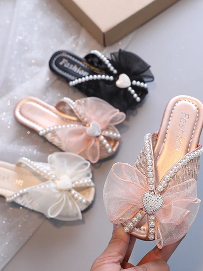 Toddlers Pearl & Tulle Slides | Shoes by Liv & Mia - Mia Belle Girls