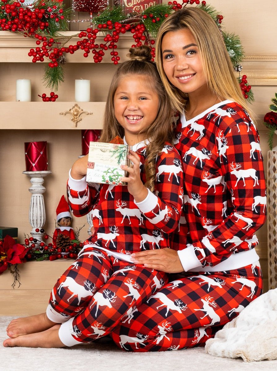 Mommy and Me Matching Christmas Pajamas | Reindeer Print Pajama Set