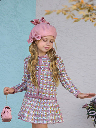 Preppy Chic Clothes | Pastels Cardigan & Skirt Set | Mia Belle Girls