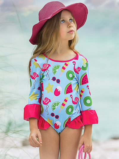 Sunset Girl Rash Guard One Piece Swimsuit
