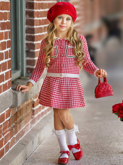 Toddlers School Classy Tweed Cardigan and Skirt Set - Mia Belle Girls