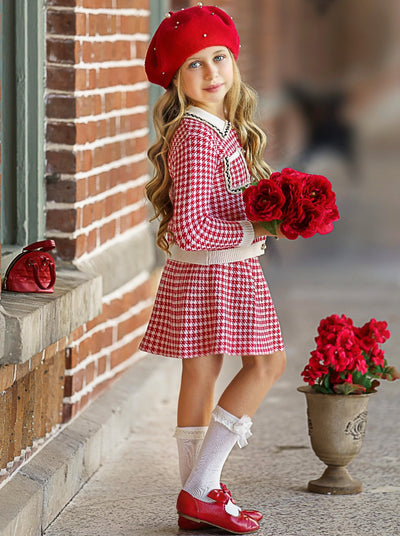 Toddlers School Classy Tweed Cardigan and Skirt Set - Mia Belle Girls