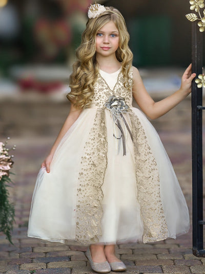 Little Girls Holiday Dresses | Cute Sleeveless Embroidered Party Dress
