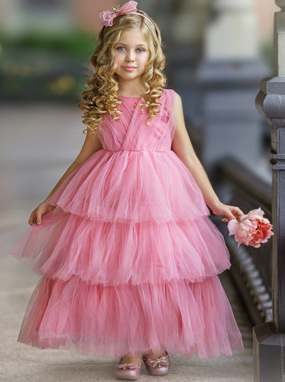 Little Girls Holiday Dresses | Sleeveless Flutter Tulle Party Dress
