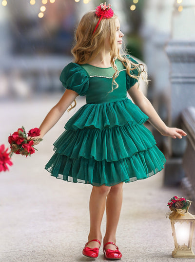 Toddler Fancy Holiday Dresses | Shimmer Chiffon Puff Princess Dress