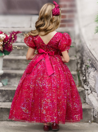 Winter Whimsy Sparkle Puff Sleeve Gown