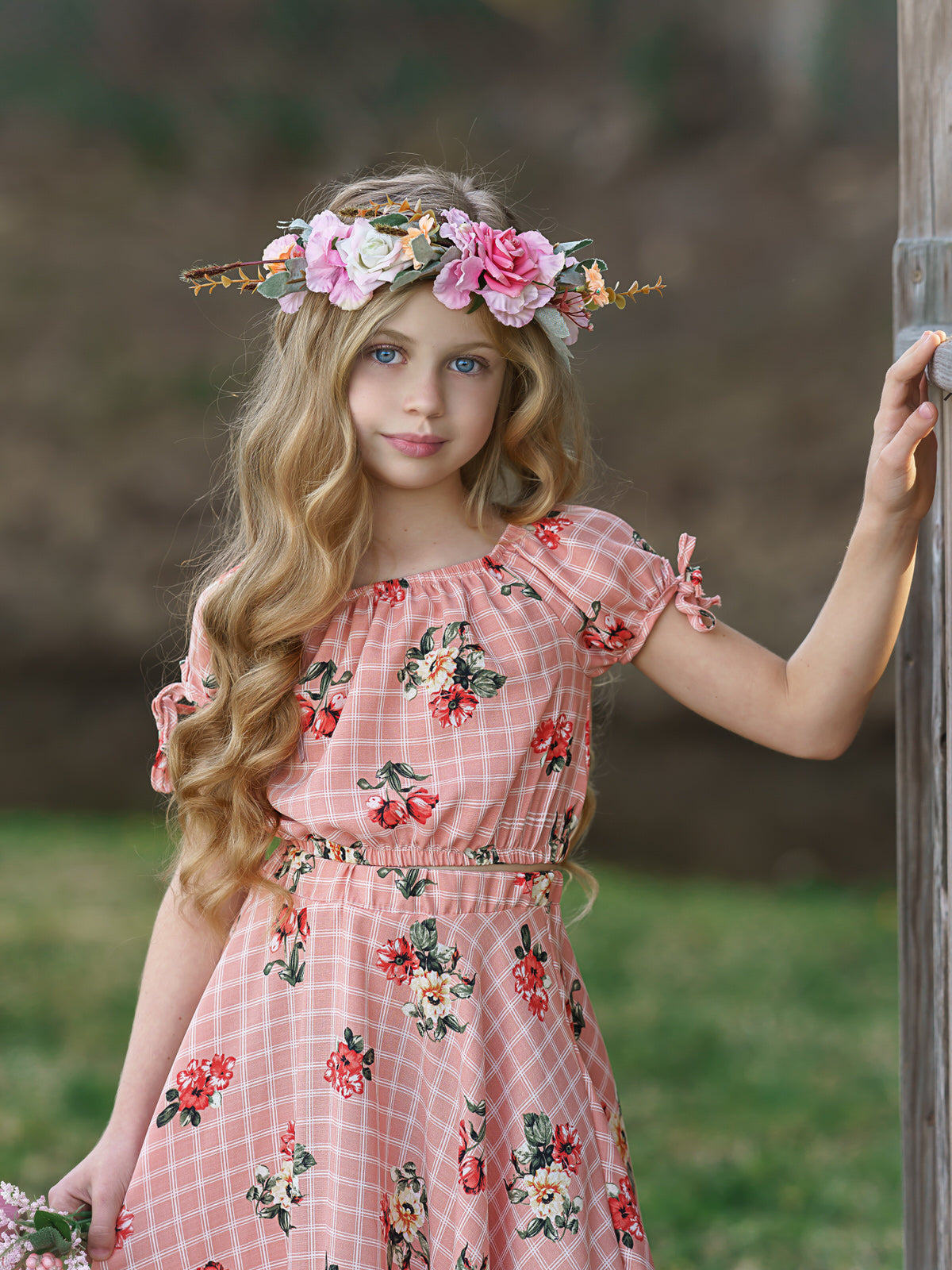 Girls Boho Top and Maxi Skirt Set Pink Spring 2T/3T to 10Y/12Y