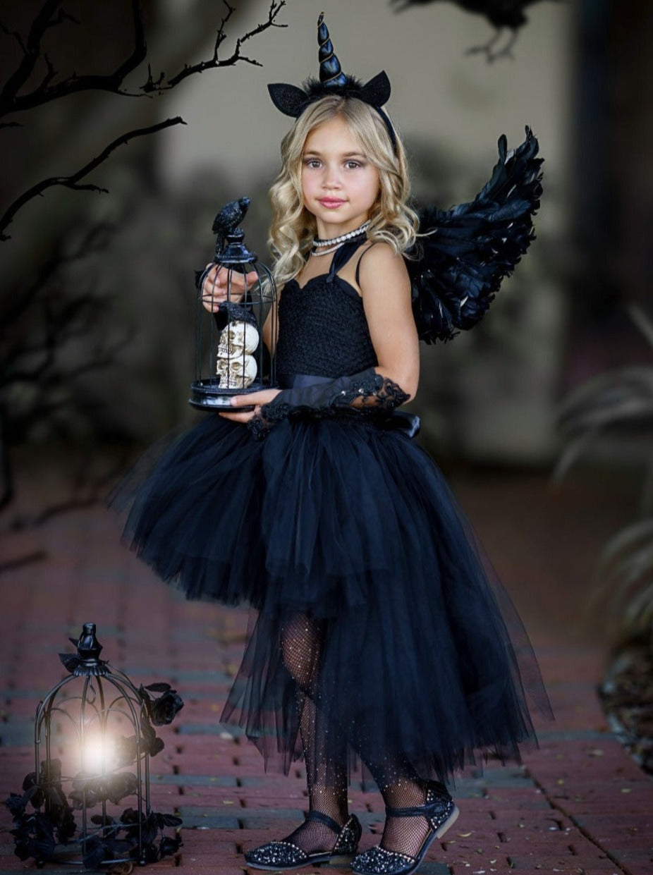 Kids Halloween Costumes | Black Unicorn Tutu Dress | Mia Belle Girls
