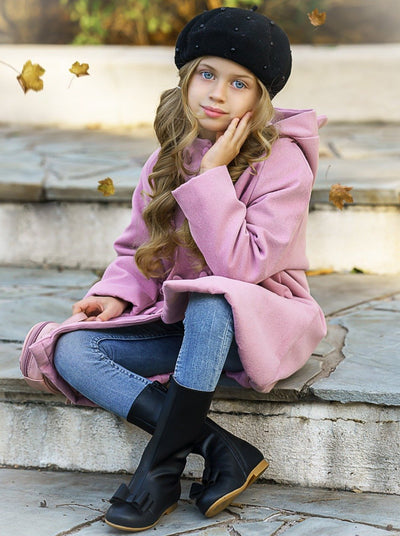 Girls Black Bow Front Boots by Liv & Mia