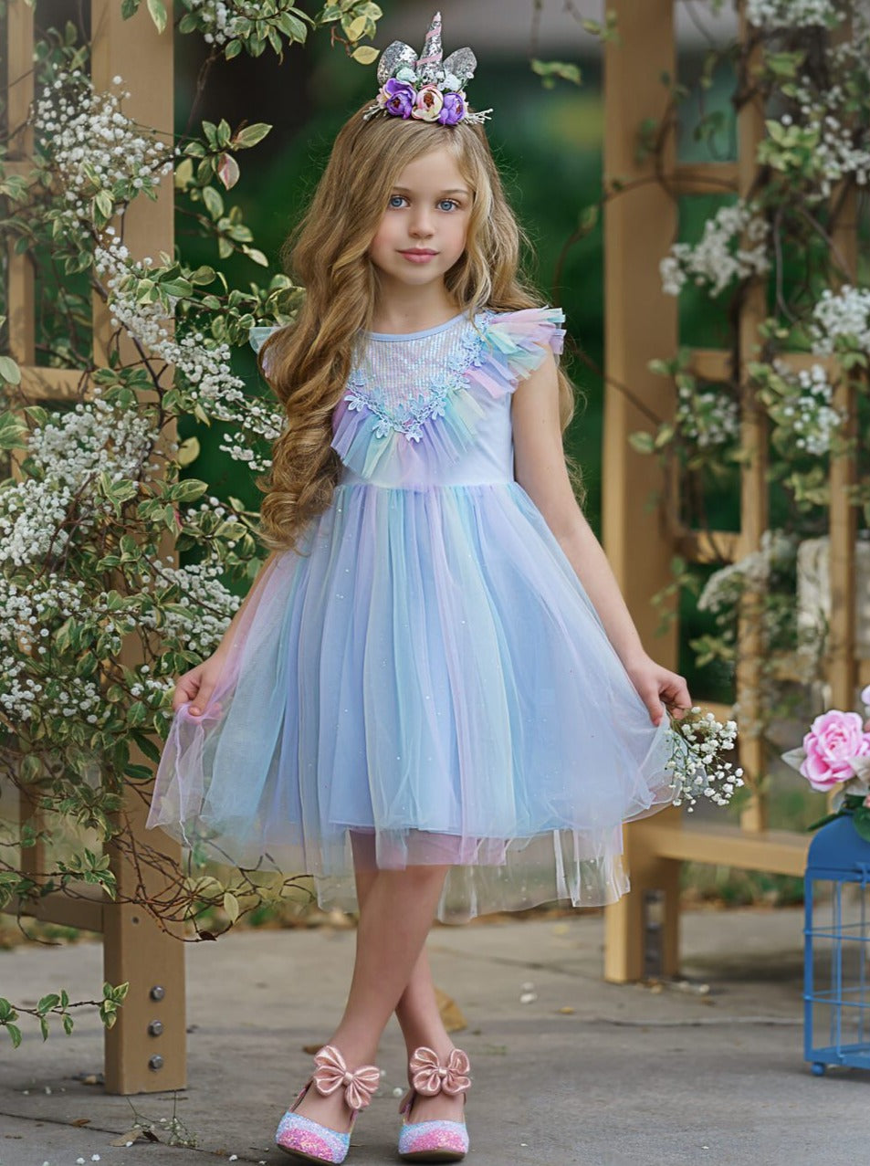 Girls Princess Rainbow Party Tutu Dress - Mia Belle Girls