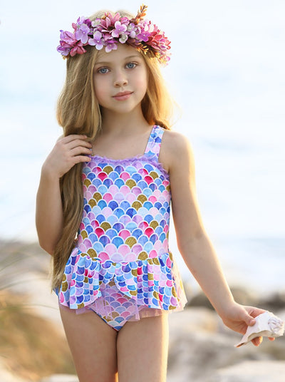 Girls Mermaid Skirted One Piece Swimsuit | Mia Belle Girls Swimwear